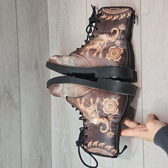 Elephant Women Y2K Moto Hobo Aztec Boho Shoes boots sz 8 - Picture 7 of 10